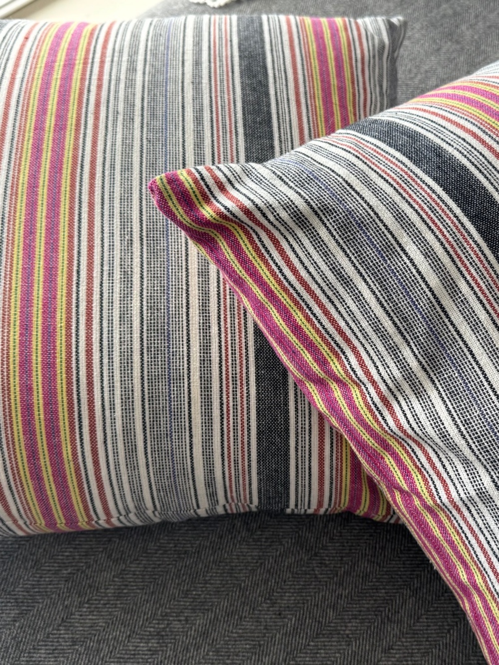 NWOT, ROOST, 20” SQUARE, TOSS PILLOW COVERS IN CUTE STRIPE, SET OF 2